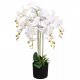 Leaf Design 85cm Artificial Deluxe Bush Orchid (White)