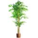 Leaf Design 150cm (5ft) Natural Look Artificial Bamboo Plants Trees (XL with Copper Metal Planter)