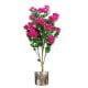 Leaf Design 100cm Premium Artificial Azalea Pink Flowers Potted Plant with Silver Metal Planter