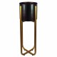 Leaf Design Tall Gold Stand with Black Metal Planter 62cm x 18cm