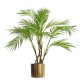 Leaf Design 90cm Artificial Areca Palm Plant Twisted Detail Trunk with Gold Metal Planter