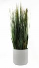 Leaf Design Artificial Grass Plant With White Ceramic Planter