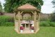 Forest Garden 3m Hexagonal Wooden Garden Gazebo with Cedar Roof - Furnished with Table, Benches and Cushions (Cream)