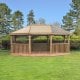 Forest Garden 6m Premium Oval Wooden Gazebo with Timber Roof and Benches