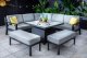 Hartman Apollo 6 Seat Square Casual Aluminium Dining Set With Adjustable Table & Benches (Carbon/Pewter)