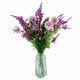 Leaf Design 80cm Artificial Pink Carnation and Larkspur Glass Vase