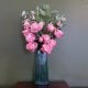 Leaf Design 60cm Artificial Pink Rose Artificial Flower Display Glass Vase