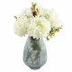 Leaf Design 50cm Artificial Grey Glass Vase Artificial Chrysanthemums