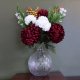 Leaf Design 70cm Artificial Red Chrysanthemum Glass Ball Vase