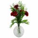 Leaf Design 65cm Red Carnations Glass Ball Vase