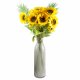 Leaf Design 100cm Artificial Yellow Sunflower Arrangement Glass Vase
