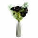 Leaf Design 100cm Artificial Purple Sunflower Arrangement Glass Vase