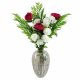 Leaf Design 85cm Artificial White Carnation Pink Peony and Fern in Glass Vase