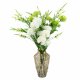Leaf Design 80cm Artificial White Carnation and Larkspur in Glass Vase