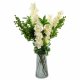 Leaf Design 60cm Artificial Berry Delphinium Cream Flower Mix Glass Vase