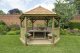 Forest Garden Furnished 4.0m Premium Hexagonal Wooden Garden Gazebo with Cedar Roof  - Cream (Installation Included)