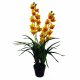 Leaf Design 90cm Artificial Cymbidium Orchid Plant (XL - Yellow Flowers)