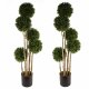 Leaf Design 120cm Pair of UV Resistant Balls Topiary (480 Leaves - Natural Trunk)