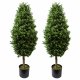 Leaf Design 120cm Pair of Buxus Ball Cone Artificial Tree UV Resistant Outdoor