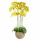 Leaf Design 80cm Large Orchid Lime Yellow Artificial (41 Real Touch Flowers)
