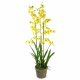 Leaf Design 105cm Oncidium Artificial Orchid Yellow in Stoneware Planter