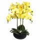 Leaf Design 60cm Orchid Artificial Yellow Black Ceramic Planter