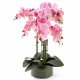 Leaf Design 50cm Artificial Orchid with Glass Planter (Pink)