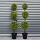 Leaf Design 120cm Pair of Green Triple Ball Topiary Trees