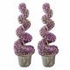 Leaf Design 90cm Pair of Purple Large Leaf Spiral Topiary Trees with Decorative Planters