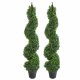 Leaf Design Pair of 120cm (4ft) Tall Artificial Boxwood Tower Trees Topiary Spiral Metal Top