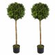 Leaf Design 120cm Pair of 4ft Artificial Boxwood Buxus Ball Topiary Tree