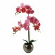 Leaf Design 70cm Artificial Orchid Light Pink with Silver Ceramic Planter