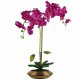 Leaf Design 70cm Artificial Orchid Dark Pink with Gold Dish Ceramic Planter