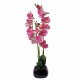 Leaf Design 70cm Artificial Orchid Light Pink with Black Ceramic Planter