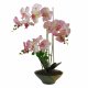 Leaf Design 65cm Artificial Orchid Light Pink in Glazed Planter