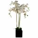 Leaf Design 90cm Artificial Orchid White in Ceramic Cube Planter