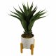 Leaf Design 60cm Large Artificial Yucca Plant with Ceramic Planter & Stand