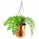 Leaf Design 60cm Hanging Copper Planter with Artificial Evergreen Fern Plant