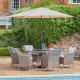 LG Outdoor Monte Carlo Sand 6 Seat Dining Set with Weave Lazy Susan and 3.0m Parasol