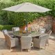 LG Outdoor Monte Carlo Sand 8 Seat Dining Set with Weave Lazy Susan and 3.0m Parasol