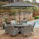 LG Outdoor Monte Carlo Stone 6 Seat Dining Set with Weave Lazy Susan and 3.0m Parasol