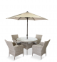 LG Outdoor Monaco Sand 4 Seat Dining Set with 2.5m Parasol