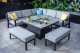 Hartman Apollo 6 Seat Square Casual Aluminium Dining Set With Gas Fire Pit & Benches (Carbon/Pewter)