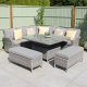 LG Outdoor Monaco Stone Large 8 Seat Square Modular Dining Set with Adjustable Table