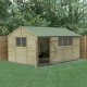 Forest Garden Beckwood Shiplap Pressure Treated 15x10 Reverse Apex Shed with Double Door (Installation Included)