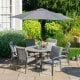 LG Outdoor Turin 6 Seat Dining Set with Lazy Susan and 3.0m Parasol