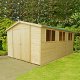Shire 10 x 15 Workspace Shiplap Tongue and Groove Dip Treated Garden Shed