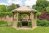 Forest Garden 3.6m Hexagonal Wooden Garden Gazebo with Timber Roof - Furnished with Table, Benches and Cushions (Green)