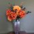 Leaf Design 65cm Artificial Orange and Black Flower Arrangement Glass Vase