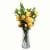 Leaf Design 60cm Artificial Yellow Rose Flowers Glass Vase